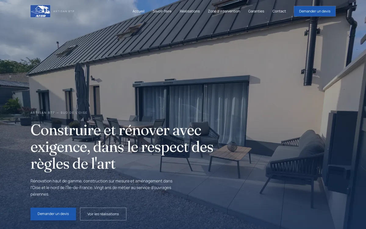 Site d'ATCR, artisan du bâtiment et de la rénovation dans l'Oise