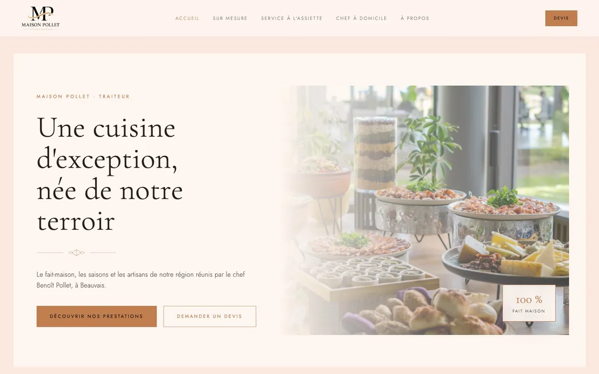 Site de Maison Pollet, traiteur événementiel et chef à domicile