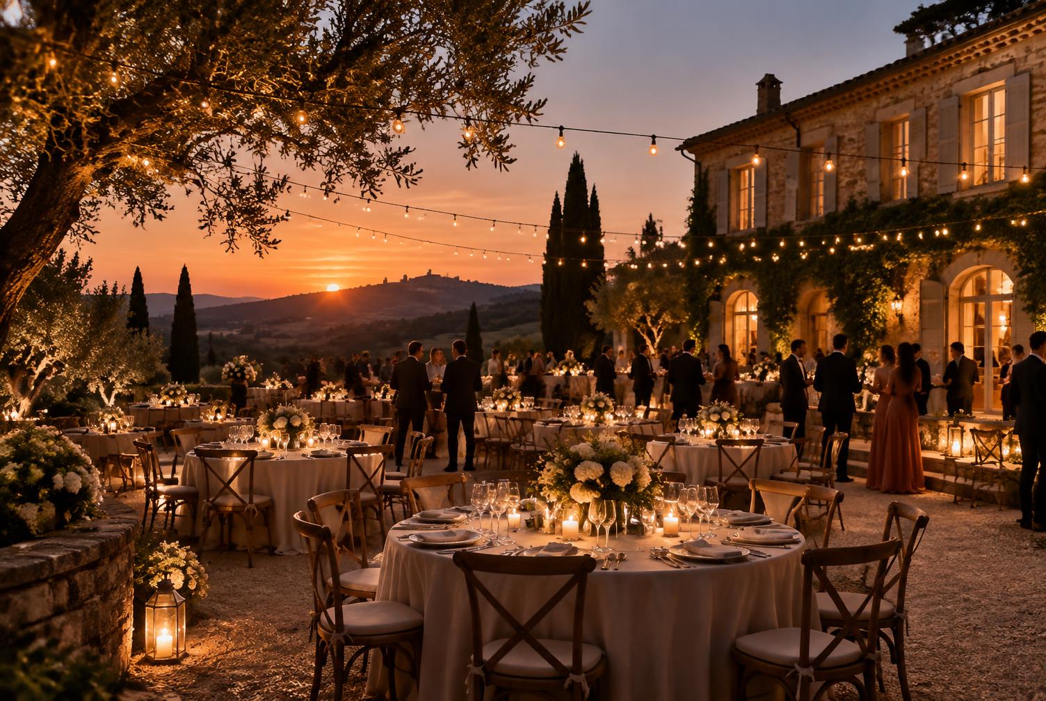 Réception de mariage en soirée